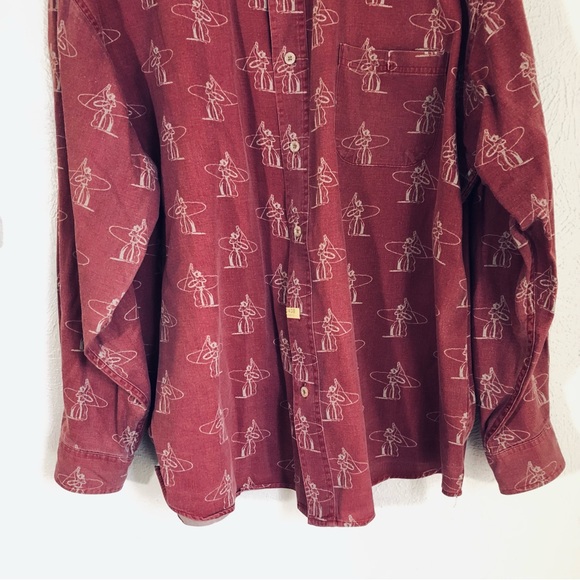 Vintage > Barn Fly Cowboy Lasso All Over Print Western Shirt > L - Picture 7 of 8